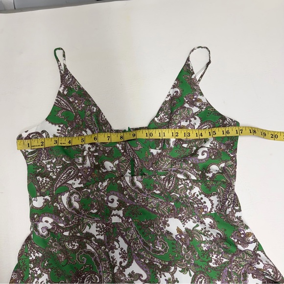 L'AGENCE Green Paisley Cutout Spaghetti-Strap Maxi Dress Sz 8 - Picture 6 of 13